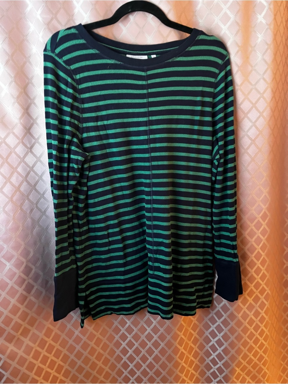 Striped Long Sleeve Tee in Navy and Green